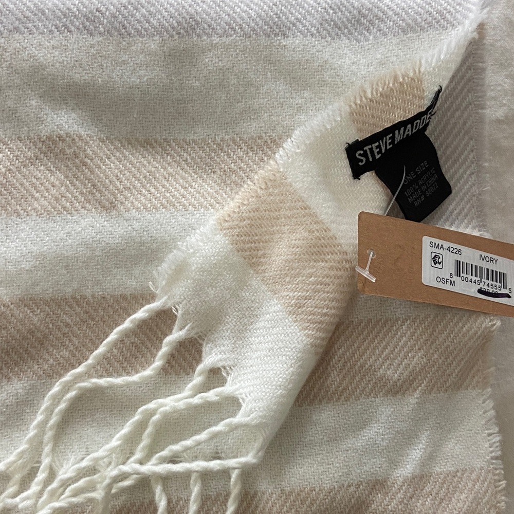 Steve Madden Cream and Tan Striped Scarf